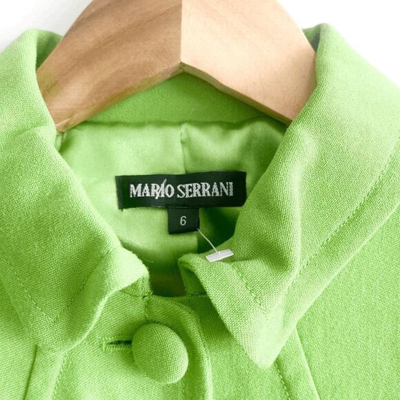 Mario Serrani Womens Jacket Button Down Wool Long Sleeve Green Size 6 - Picture 4 of 9